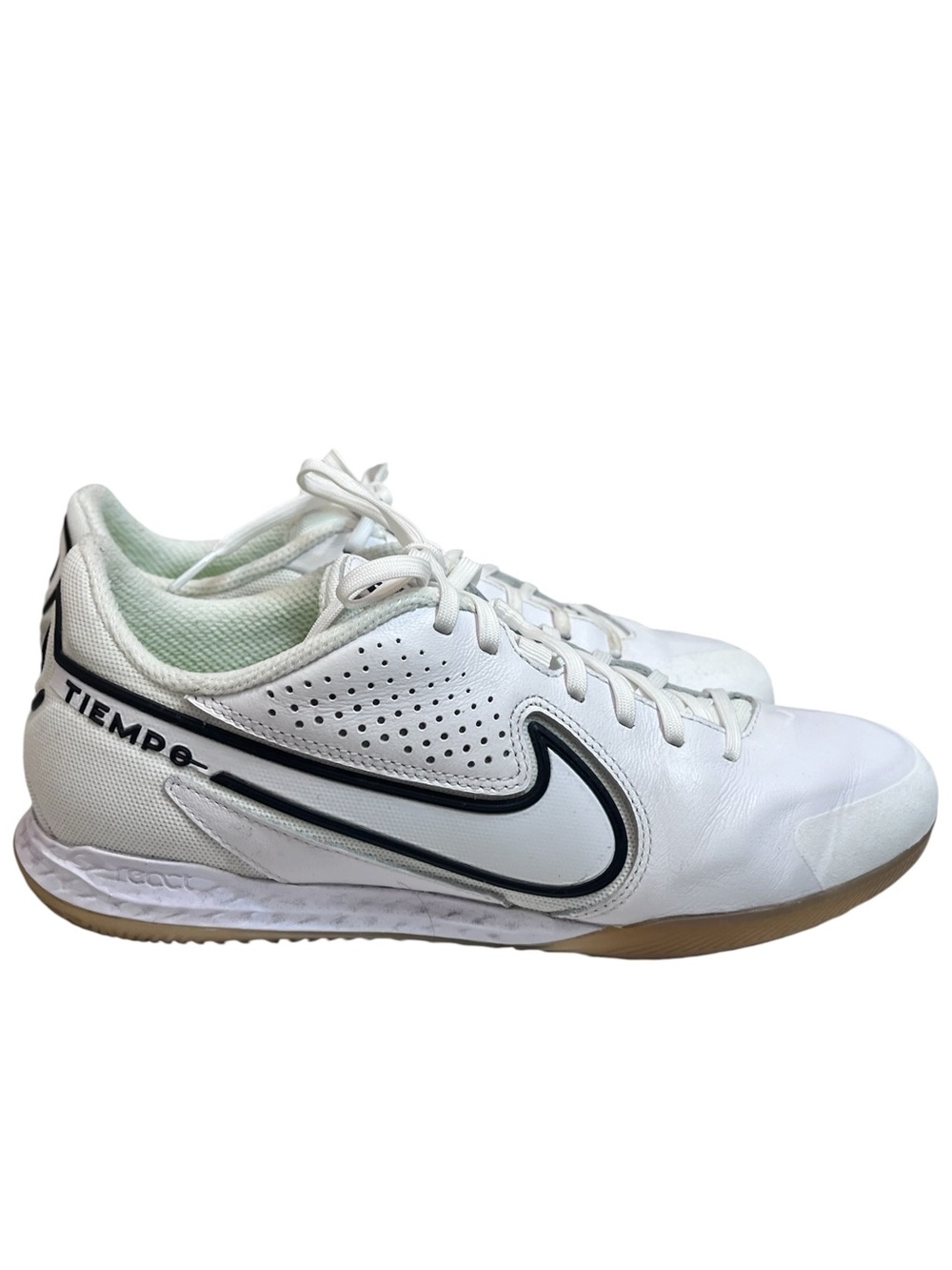 Nike White Indoor Soccer Shoes with Black Swoosh